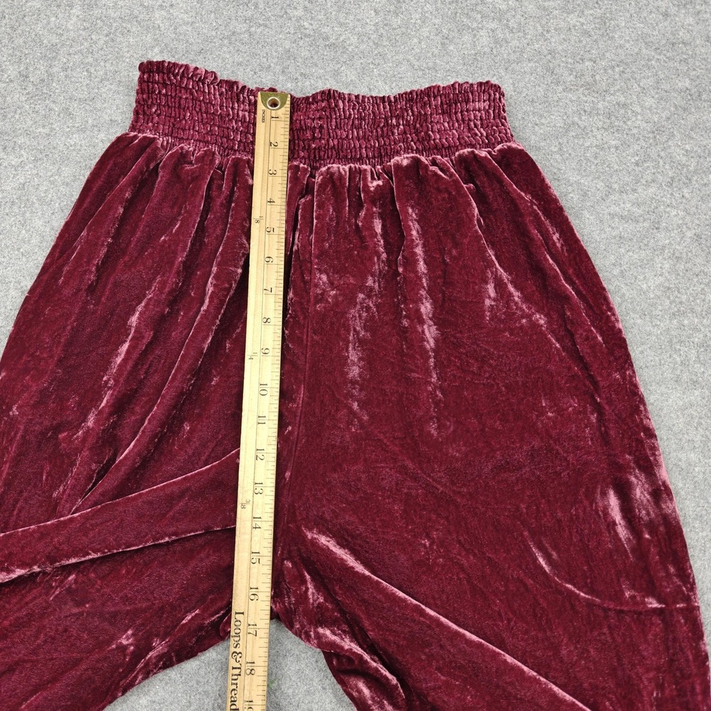 Anthropologie Pants Womens M Red Velvet Harem Elastic Waist Cuffed Pockets - Picture 10 of 13
